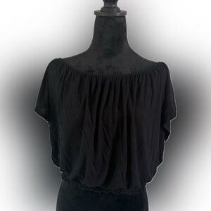 Forever 21 Black Blouse- elastic waist and neck: can be off the shoulder - L